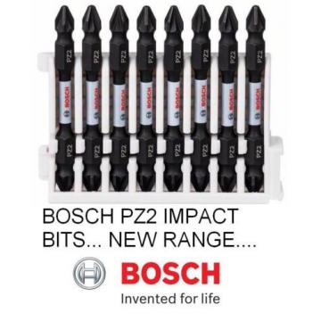 NEW BOSCH IMPACT CONTROL PZ 2 DOUBLE SIDED HEX SCREWDRIVER BITS 65MM PACK 8