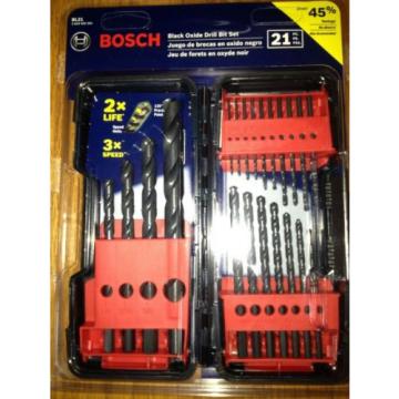 BOSCH 21-PC BLACK OXIDE TWIST DRILL BIT SET WITH CASE NEW