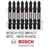 NEW BOSCH IMPACT CONTROL PZ 2 DOUBLE SIDED HEX SCREWDRIVER BITS 65MM PACK 8