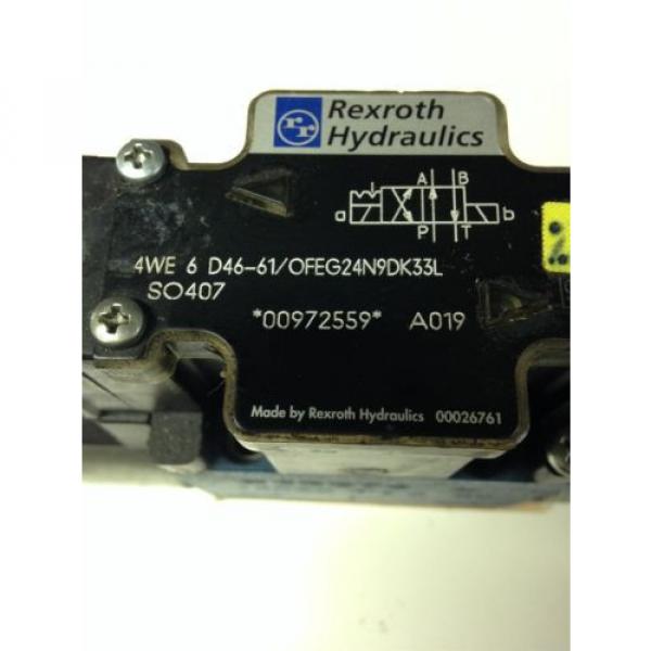 REXROTH India Canada HYDRAULICS 4WE6D46-61/OFEG24N9DK33L SO407 SOLENOID VALVE USED U4 #2 image