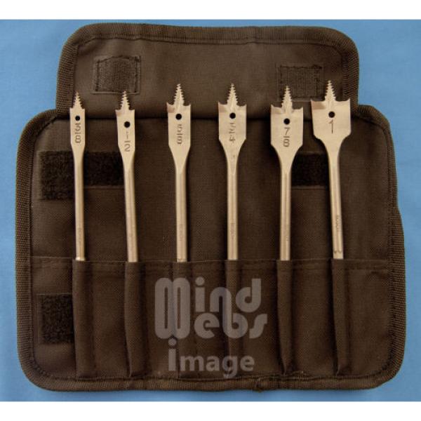 BOSCH 6pc Self Cut Spade Flat Wood Drill Bit Set in Fabric Case #2 image