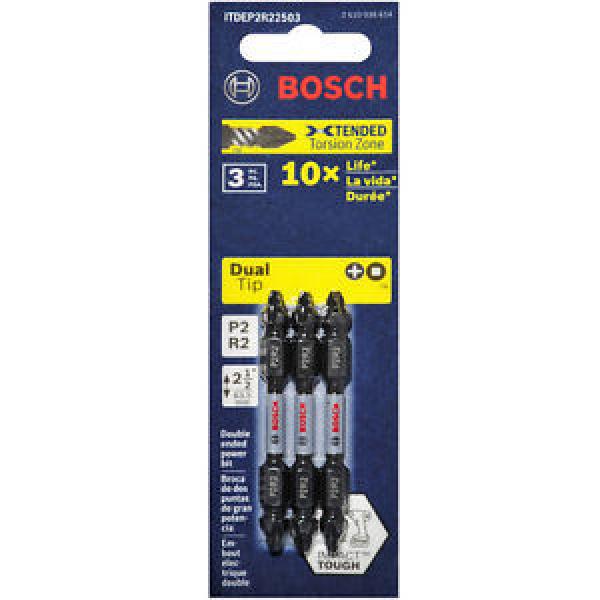 BOSCH IMPACT TOUGH - 3 Piece Phillips &amp; Robertson Screwdriver Bit - 65mm P2R2 #1 image